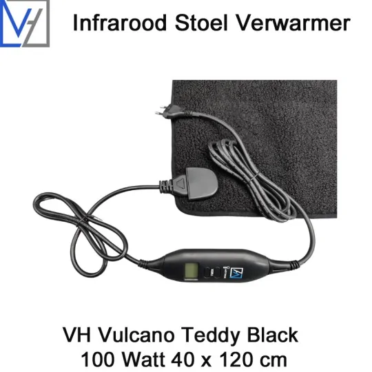 VH Regelbare stoel verwarmer Vulcano Teddy Black 100 Watt 40 x 120 cm