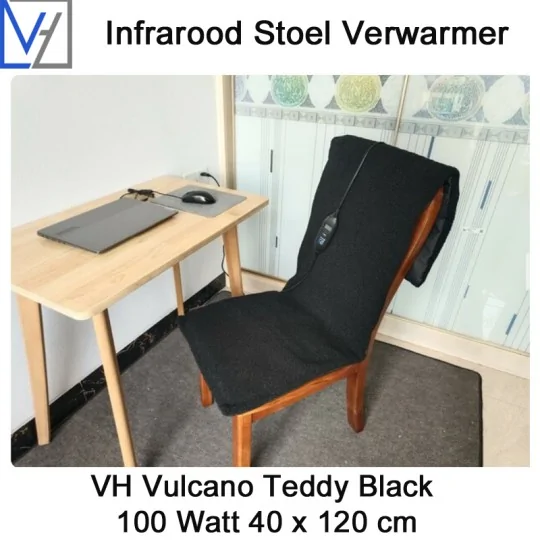 VH Regelbare stoel verwarmer Vulcano Teddy Black 100 Watt 40 x 120 cm
