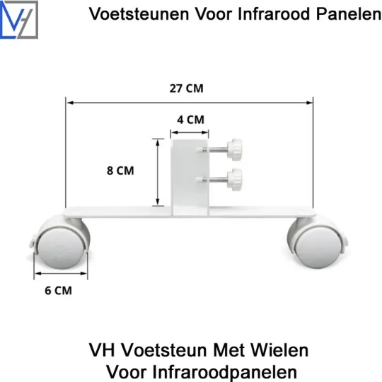 Voetsteun met wielen voor infraroodpanelen