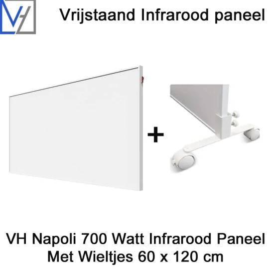 VH Napoli 700 Watt mobiel infrarood paneel met wieltjes 60 x 120 cm