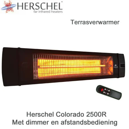 Herschel Colorado 2500R terrasverwarmer met dimmer en afstandsbediening, 2500 watt
